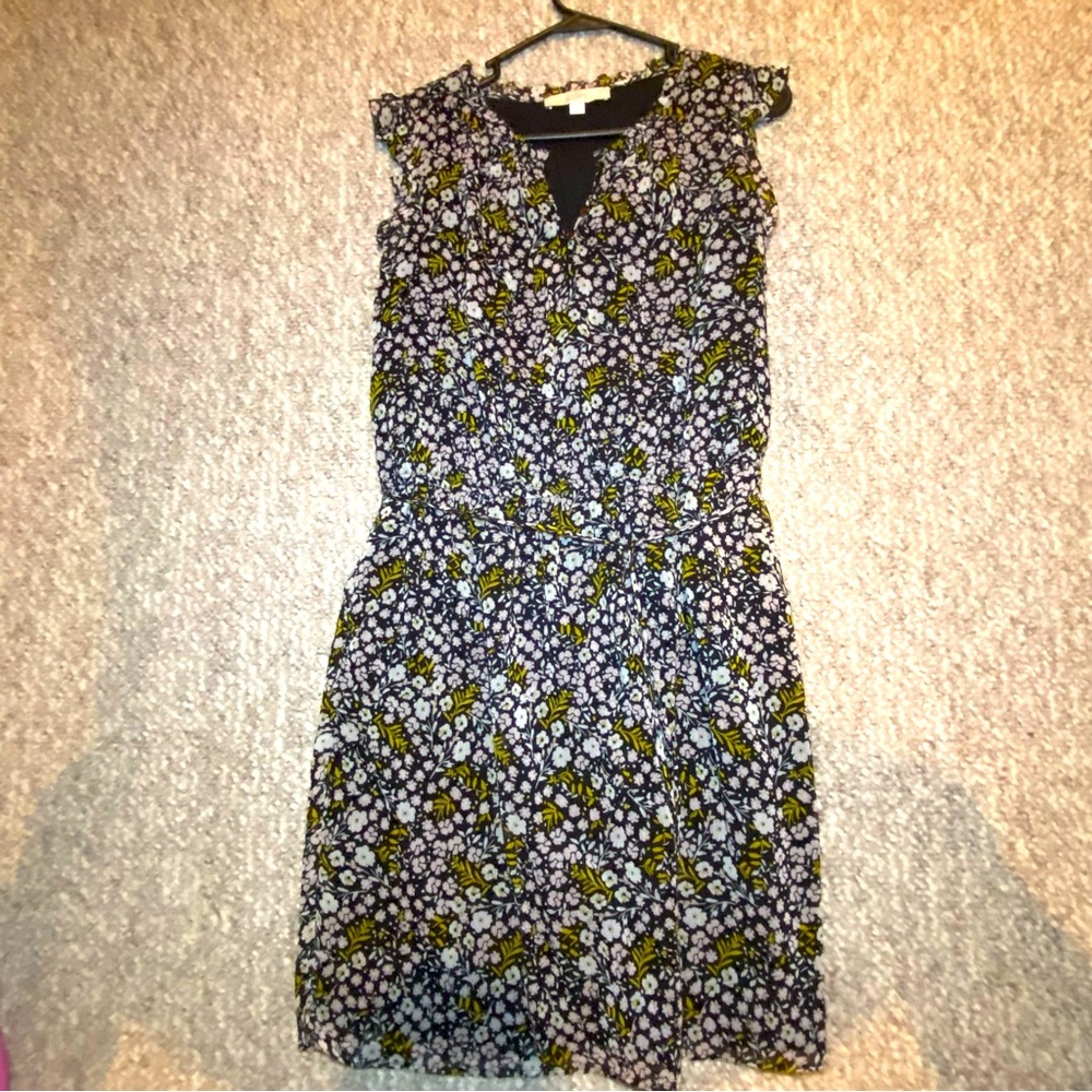 LOFT Black and floral Flutter Sleeve Sundress